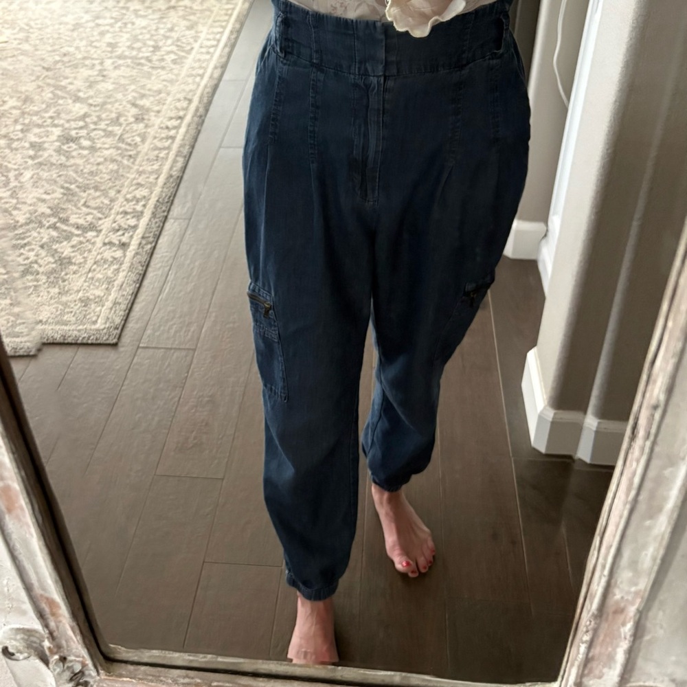 Express Jogger Blue Jeans with Cargo Pockets and Elastic Waist - gently used - Picture 2 of 7